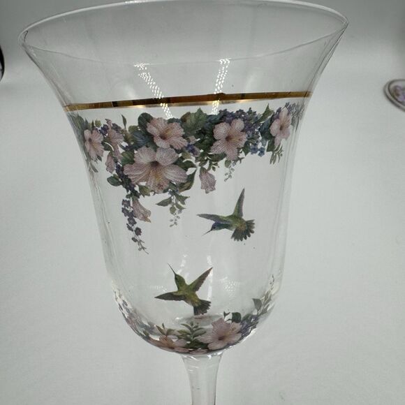 Lena Liu Bradex Hummingbirds and Flowers Wine Glasses Goblets  Set of 6 - Picture 9 of 13